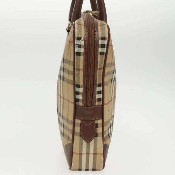 Burberrys Nova Check Hand Bag PVC Beige Gold Auth 101041 - Picture 4 of 16